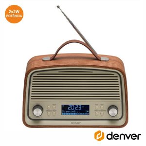 RÁDIO FM/AUX/MP3 DAB+ VINTAGE 2X4W DENVER