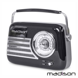 Rádio FM/AUX/BT/USB Extra Bass Vintage 30W Preto MADISON