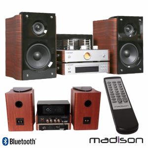 SISTEMA ÁUDIO A VÁLVULAS 2X80W VINTAGE CD/USB/BT/FM MADISON