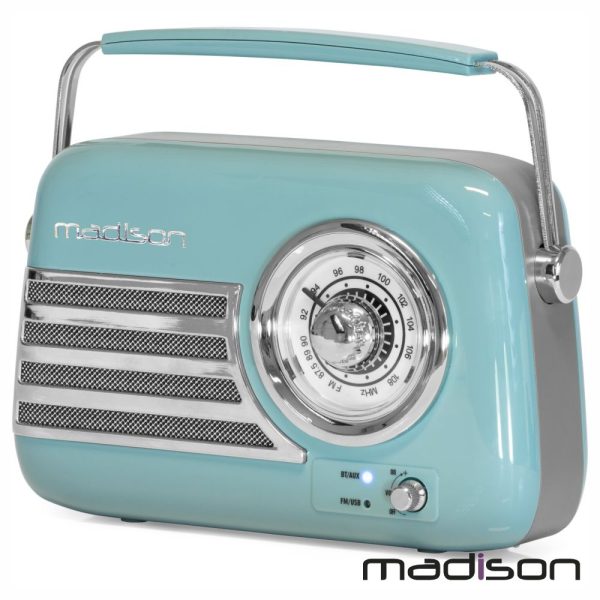 Rádio FM/AUX/BT/USB Extra Bass Vintage 30W Verde MADISON