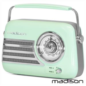 Rádio FM/AUX/BT/USB Extra Bass Vintage 30W Verde MADISON